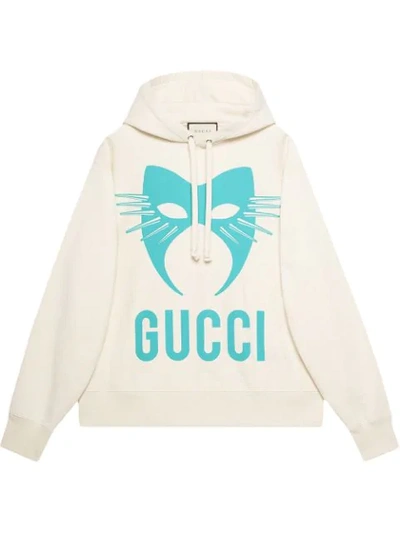 Shop Gucci Manifesto Oversize Hoodie In White