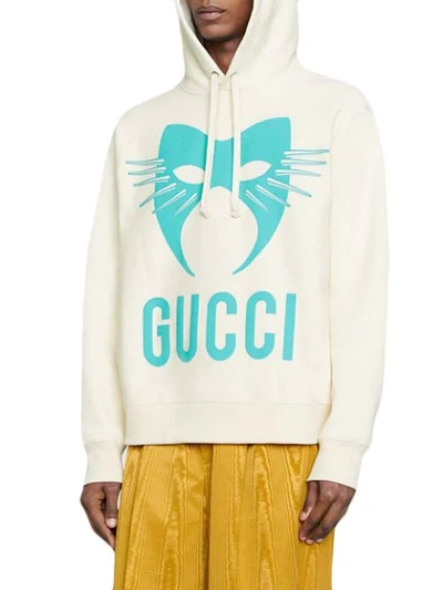 Shop Gucci Manifesto Oversize Hoodie In White