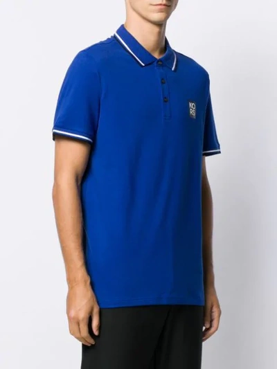Shop Michael Kors Striped Trim Polo Shirt In Blue