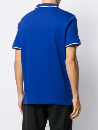 Shop Michael Kors Striped Trim Polo Shirt In Blue