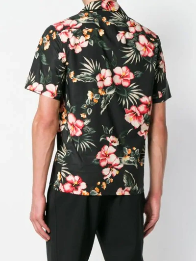 Shop Valentino Floral Pointed Collar Shirt In Black