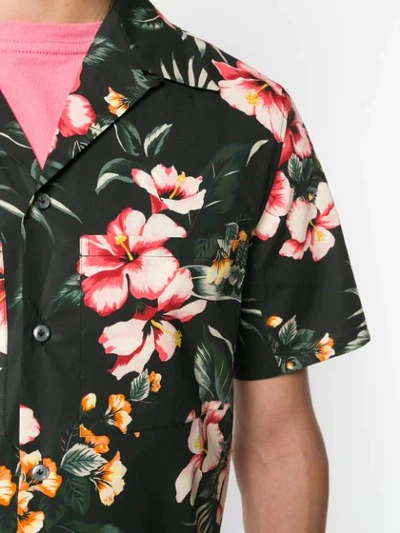 Shop Valentino Floral Pointed Collar Shirt In Black