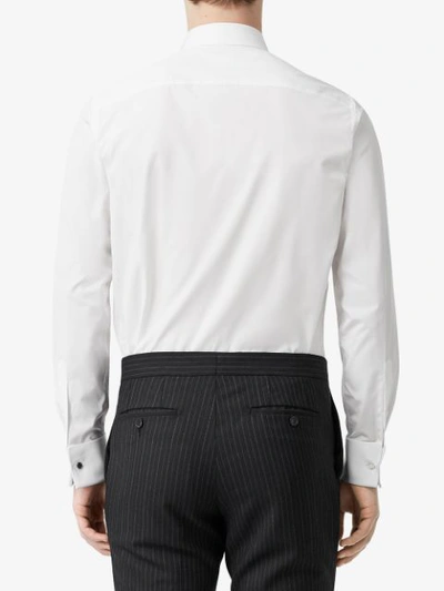 Shop Burberry Slim Fit Monogram Motif Cotton Poplin Shirt In White