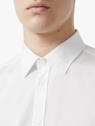 Shop Burberry Slim Fit Monogram Motif Cotton Poplin Shirt In White