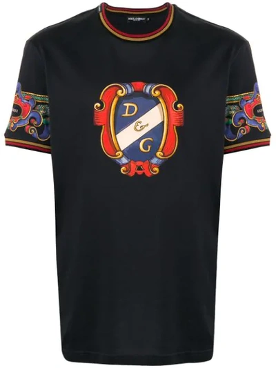 Shop Dolce & Gabbana Heraldic Printed T-shirt In Black
