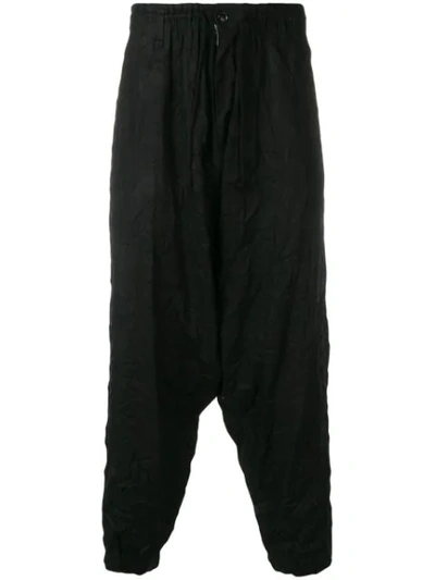 Shop Yohji Yamamoto Dropped Crotch Trousers In Black