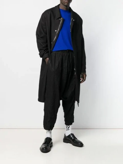 Shop Yohji Yamamoto Dropped Crotch Trousers In Black