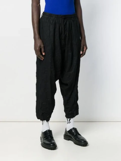 Shop Yohji Yamamoto Dropped Crotch Trousers In Black