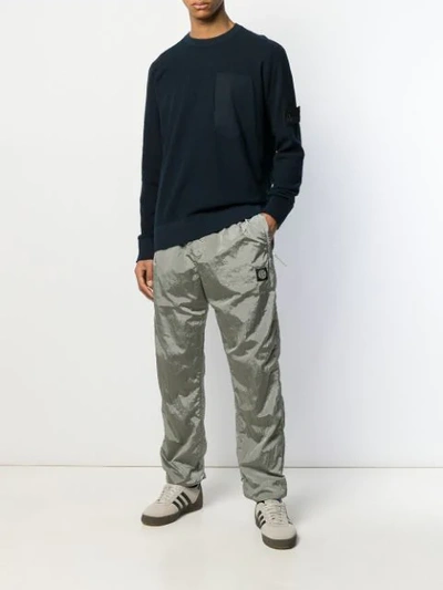 Shop Stone Island Ruched Waistband Trousers In Grey
