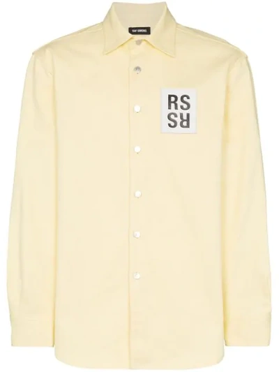 Shop Raf Simons Logo Patch Oversized Shirt In Yellow