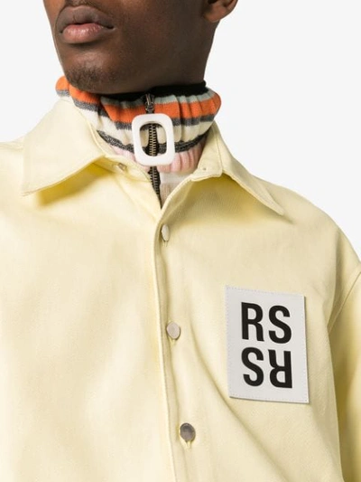 Shop Raf Simons Logo Patch Oversized Shirt In Yellow