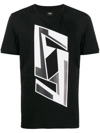Shop Fendi Ff Logo T-shirt In Black