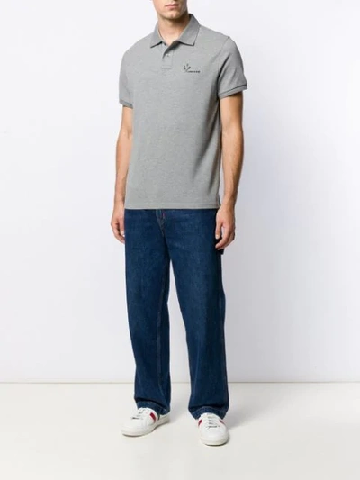 Shop Moncler Logo-print Polo Shirt In Grey