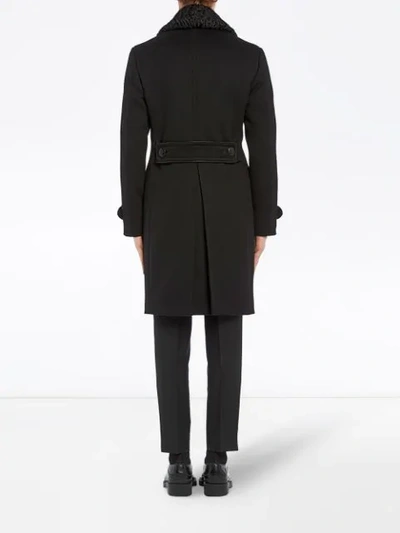 Shop Prada Double Breasted Wool Coat - Black