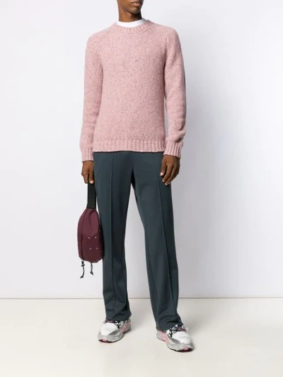 Shop Maison Margiela Crew Neck Knitted Jumper In 237 Pink