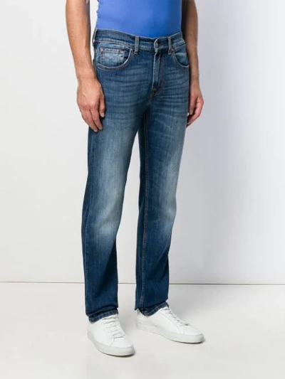 Shop 7 For All Mankind Faded Detail Straight-leg Jeans In Blue