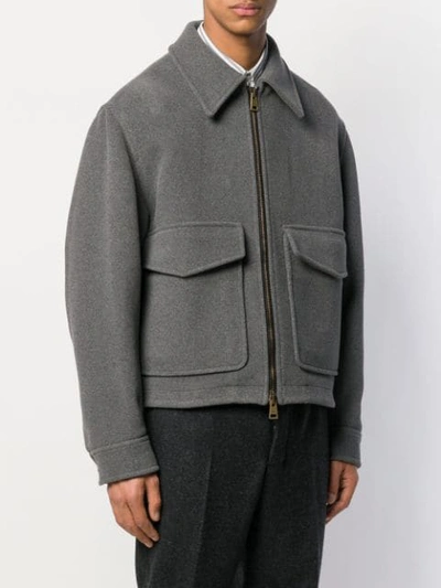 Shop Ami Alexandre Mattiussi Patch Pockets Zipped Jacket In Grey