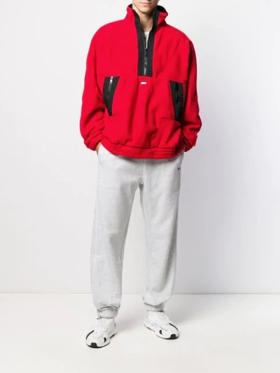 Msgm Zip Sweatshirt In Red