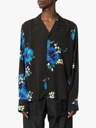 Shop Rhude Hawaiian Floral-print Shirt In Black