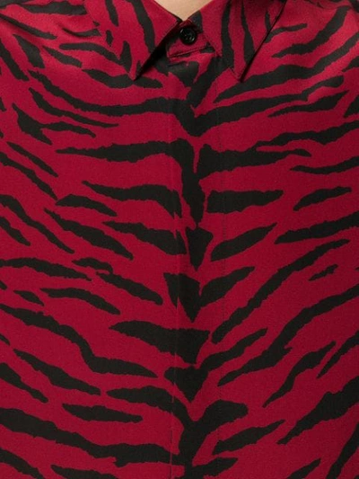 SAINT LAURENT ANIMAL PRINT SILK SHIRT - 红色