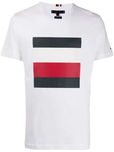 Shop Tommy Hilfiger Stripe Logo T-shirt In White
