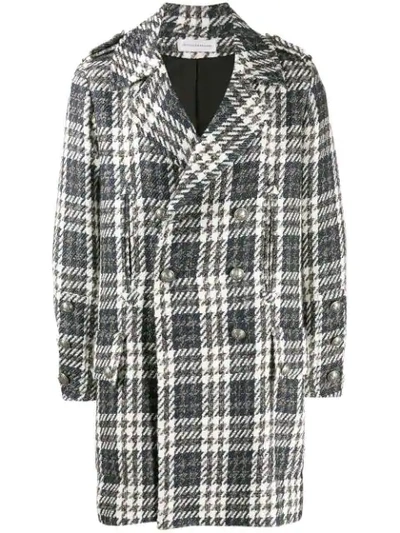 Shop Faith Connexion Check Double-breasted Coat In Black