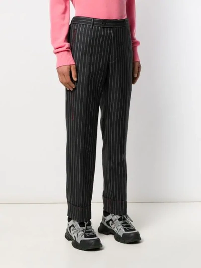 Shop Gucci Pinstripe Tailored Trousers In Grey