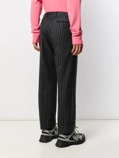 Shop Gucci Pinstripe Tailored Trousers In Grey