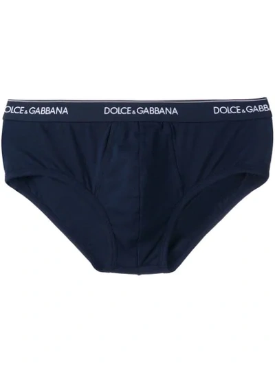 Shop Dolce & Gabbana Logo Waistband Briefs In Blue