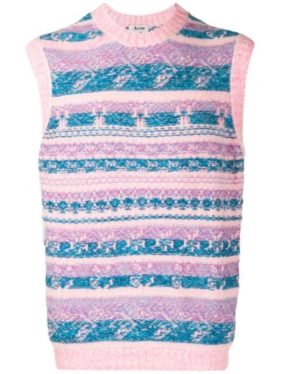 Shop Acne Studios Jacquard Knitted Vest In Pink