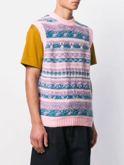 Shop Acne Studios Jacquard Knitted Vest In Pink