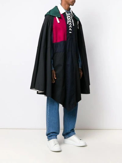 Shop Facetasm Colour-block Oversized Coat In Black