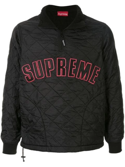 Shop Supreme Quilted Half Zip Pullover In Black