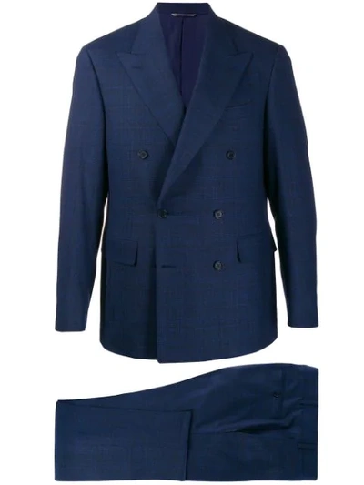 Shop Canali Two-piece Double-breasted Suit In Blue