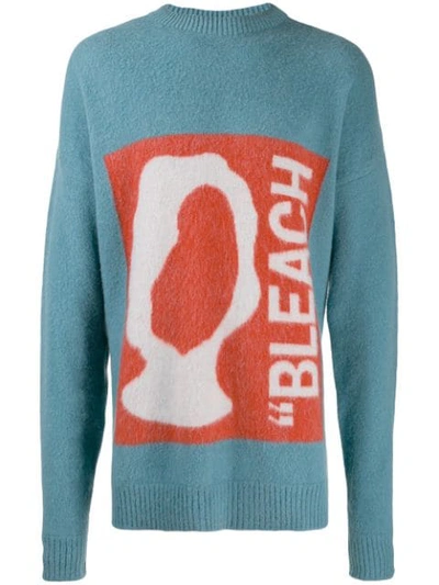 Shop Oamc Bleach Print Oversized Sweater In Blue