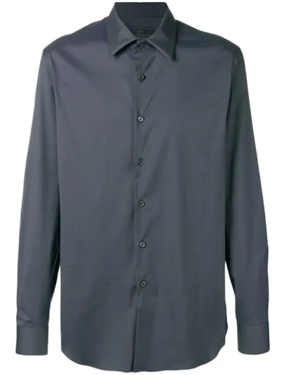 Shop Prada Classic Collar Plain Shirt In Grey