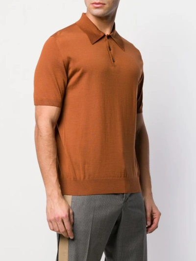 Shop Prada Classic Polo Shirt In Brown