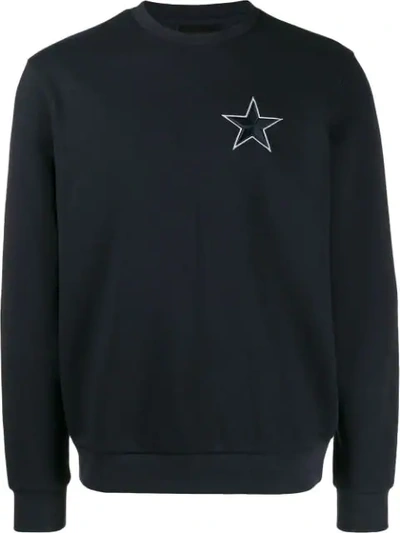 Shop Emporio Armani Star Embroidered Sweatshirt In Blue