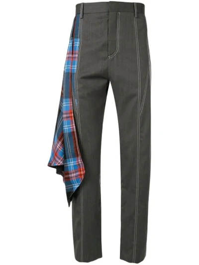 CHECK-PANELLED TROUSERS