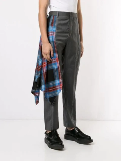 CHECK-PANELLED TROUSERS