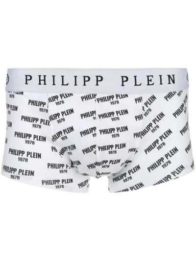 Shop Philipp Plein Logo Print Boxer Shorts In White