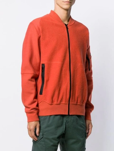 Shop Stone Island Shadow Project Zipped Sweatshirt Jacket In Orange