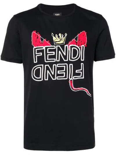 Shop Fendi Slogan Print T In Black