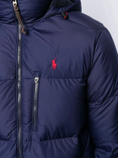 Shop Polo Ralph Lauren Hooded Padded Jacket In Blue