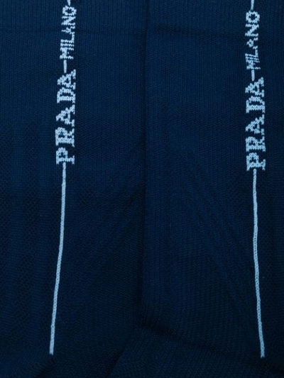 Shop Prada Logo Printed Socks In Blue