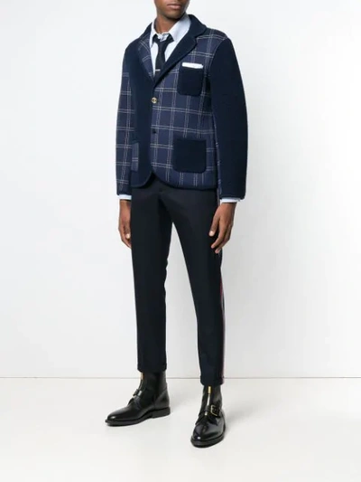 Shop Thom Browne Unconstructed Low Rise Skinny Trouser W/ Rwb Stripe In School Uniform Cav Twill In Blue