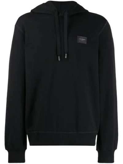 Shop Dolce & Gabbana Logo Patch Hoodie In Black