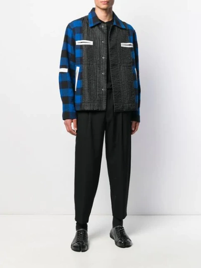 Shop Craig Green Checked Boxy Jacket In Blue