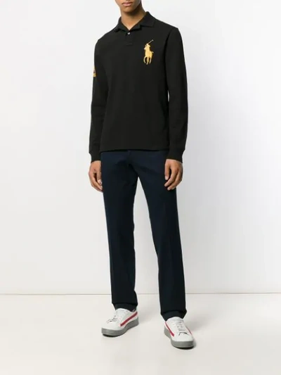Shop Polo Ralph Lauren Embroidered Logo Polo Shirt In Black