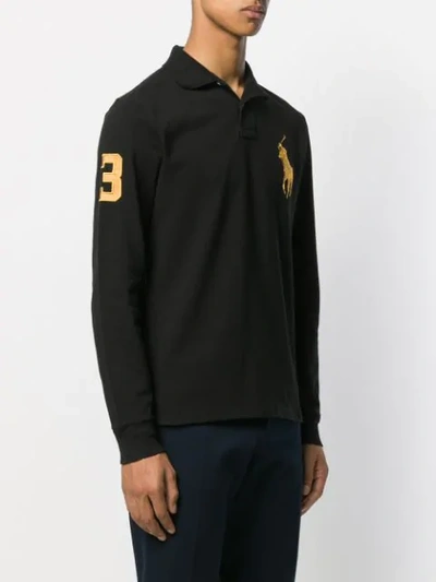 Shop Polo Ralph Lauren Embroidered Logo Polo Shirt In Black